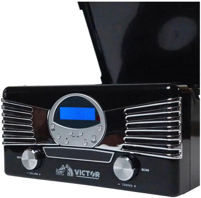 Alt view image 3 of 7 - Victor Diner 7-in-1 Turntable Music Center with CD & MP3 Player and Bluetooth Function