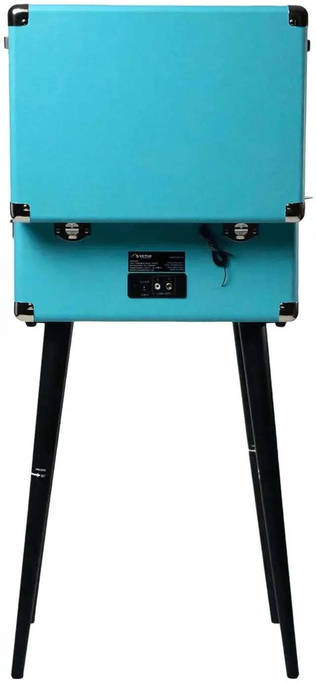 Alt view image 5 of 8 - Victor Andover 5-in-1 Music Center with Chair-Height Legs and Bluetooth Function Turquoise