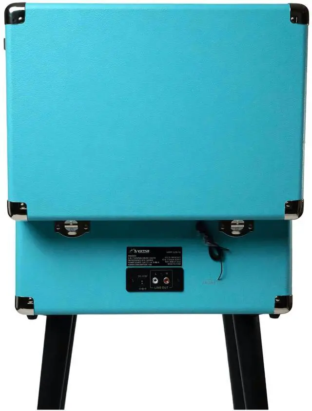 Alt view image 4 of 8 - Victor Andover 5-in-1 Music Center with Chair-Height Legs and Bluetooth Function Turquoise