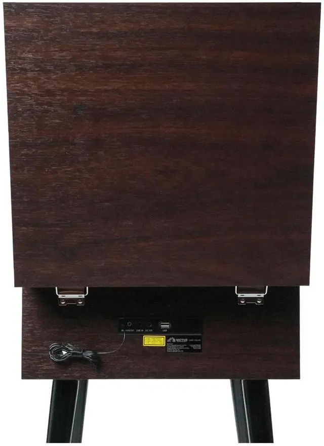 Alt view image 6 of 7 - Victor Newbury 8-in-1 Music Center w Chair-Height Legs, USB Slot & AM FM Radio Espresso