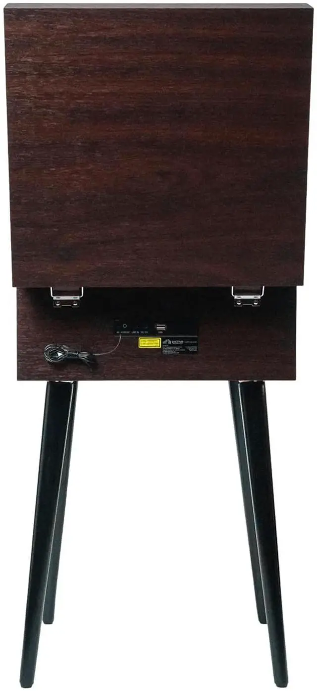 Alt view image 3 of 7 - Victor Newbury 8-in-1 Music Center w Chair-Height Legs, USB Slot & AM FM Radio Espresso
