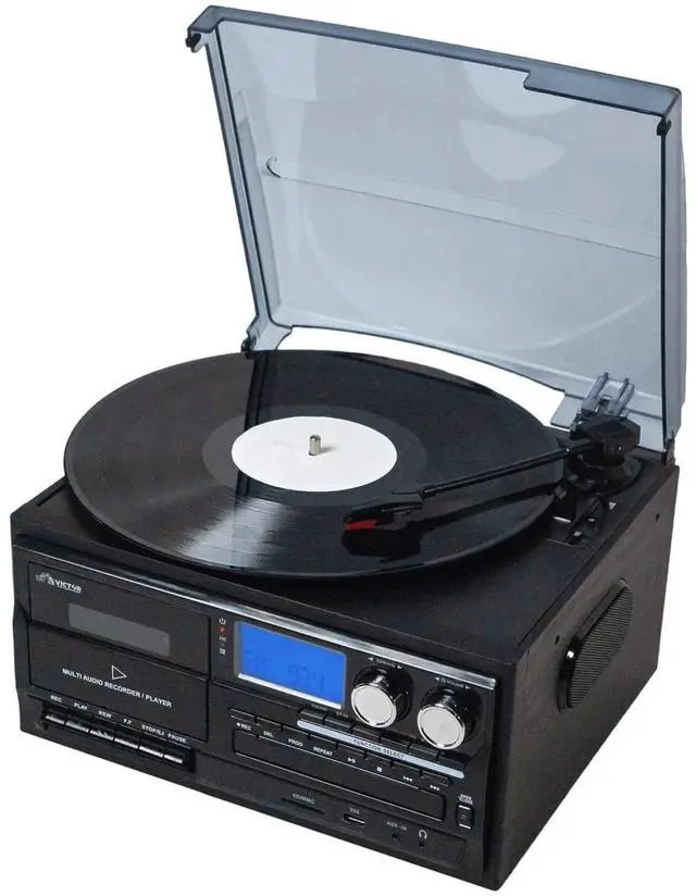 Main image of Victor Cosmopolitan 8-in-1 Turntable Music Center with Bluetooth, USB & Cassette