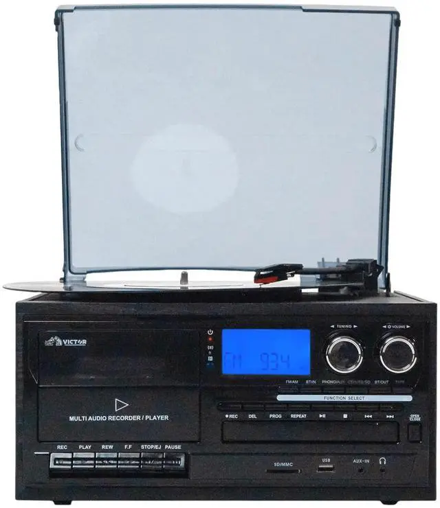 Alt view image 2 of 7 - Victor Cosmopolitan 8-in-1 Turntable Music Center with Bluetooth, USB & Cassette