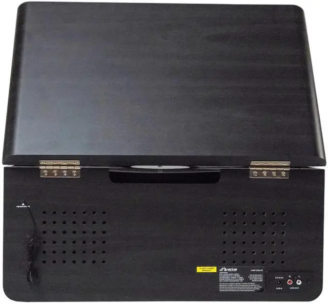 Alt view image 2 of 7 - Victor Monument 8-in-1 Wood Music Center with 3-Speed Turntable & Dual Bluetooth Gray