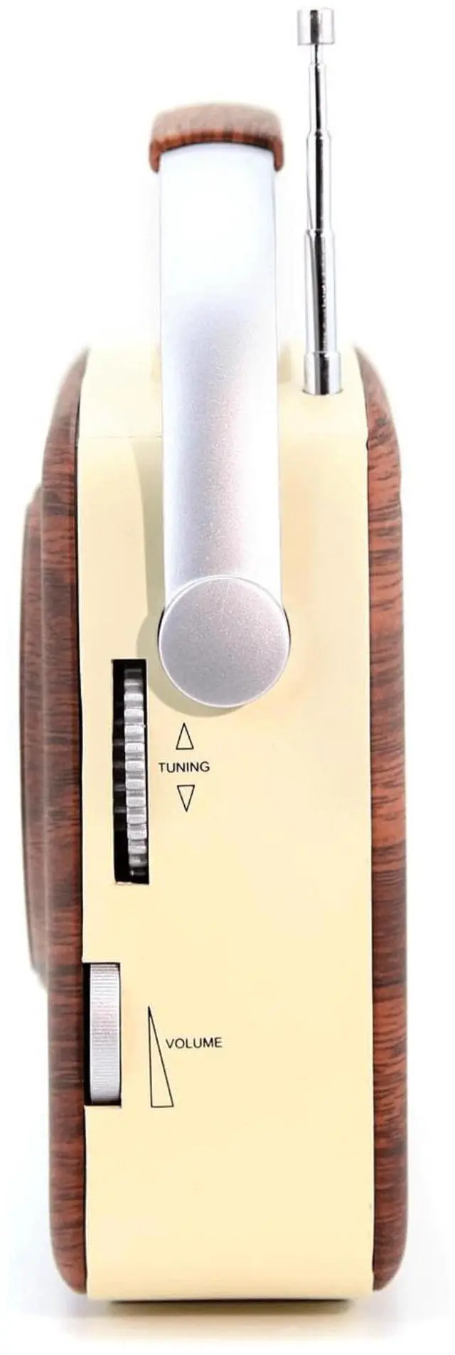 Alt view image 3 of 8 - Emerson EAS-3002-MH Portable Retro AM/FM Radio with Built-In Speaker and Rechargeable Battery - Mahogany