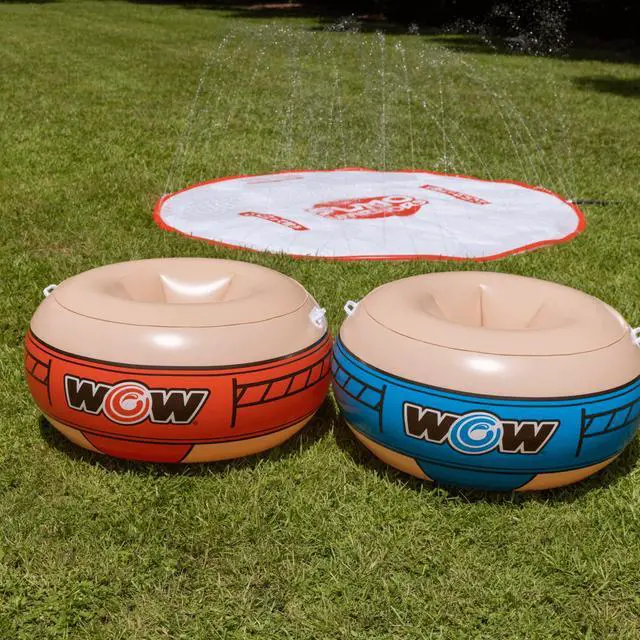 Alt view image 7 of 7 - WOW Watersports 10ft Sumo Wrestling Spray Pad with 2 Sumo Belly-Bumpers