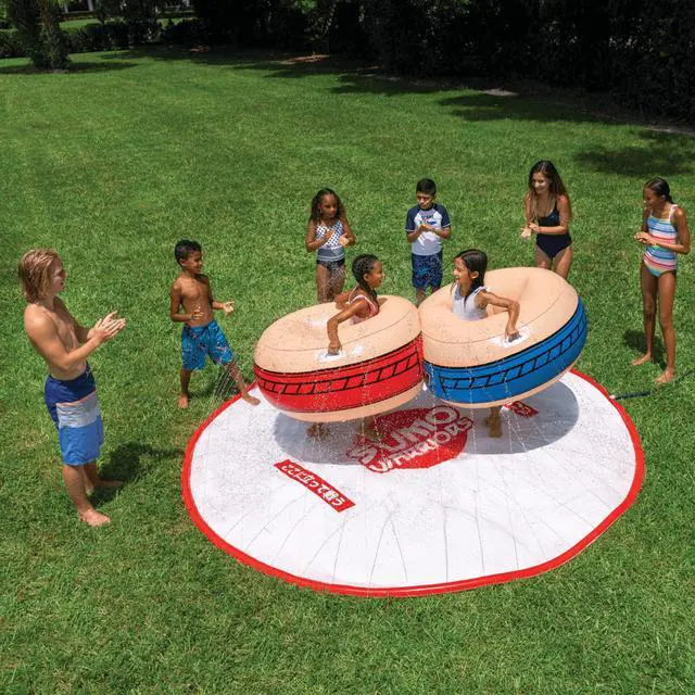 Alt view image 2 of 7 - WOW Watersports 10ft Sumo Wrestling Spray Pad with 2 Sumo Belly-Bumpers