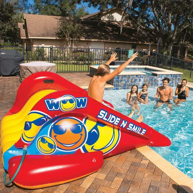 Alt view image 3 of 7 - WOW Watersports Slide N Smile Inflatable Pool Slide with Sprinklers for Kids and Adults