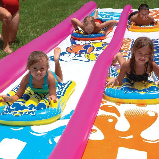 Alt view image 6 of 7 - WOW Watersports Giant Backyard Double Lane Lawn Slide