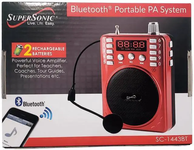 Alt view image 3 of 6 - Supersonic Bluetooth Portable PA System Red