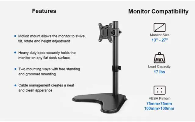 Alt view image 5 of 5 - ErgoAV Desk Stand for Single Monitor 13" to 27"