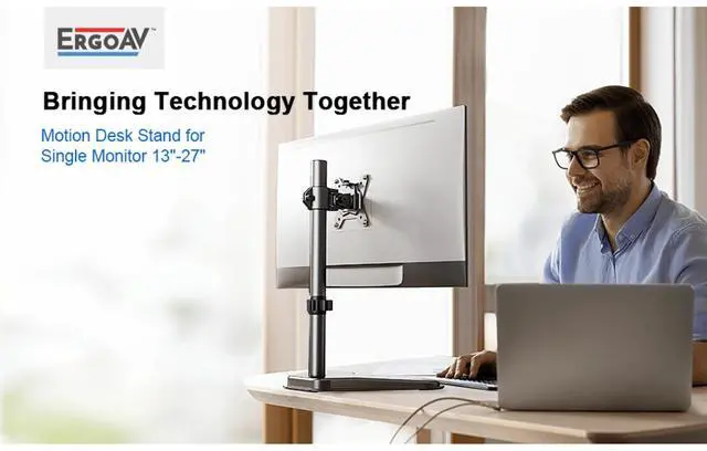 Alt view image 4 of 5 - ErgoAV Desk Stand for Single Monitor 13" to 27"