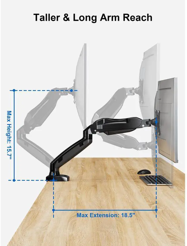 Alt view image 6 of 7 - ErgoAV Gas Spring Desk Mount for Single Monitors 13" to 27"