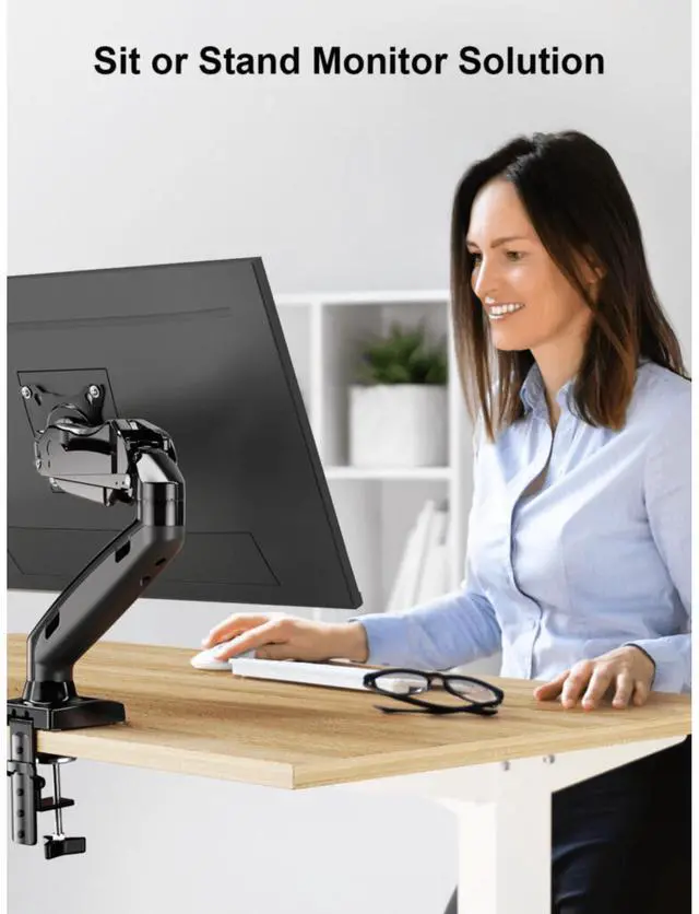 Alt view image 7 of 7 - ErgoAV Gas Spring Desk Mount for Single Monitors 13" to 27"