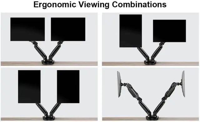 Alt view image 5 of 6 - ErgoAV Gas Spring Desk Mount for Dual Monitors 13" to 27"