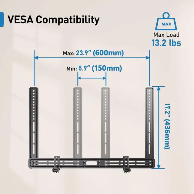 Alt view image 5 of 7 - ErgoAV Universal Soundbar Mount Supports up to 13.2lbs