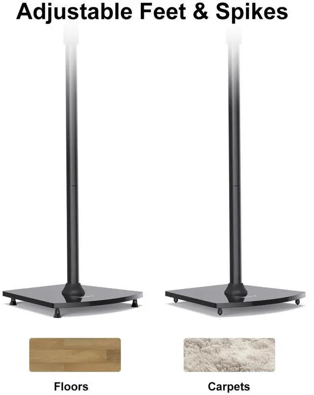 Alt view image 2 of 7 - ErgoAV 1-Pair Adjustable Height Bookshelf Speaker Stands