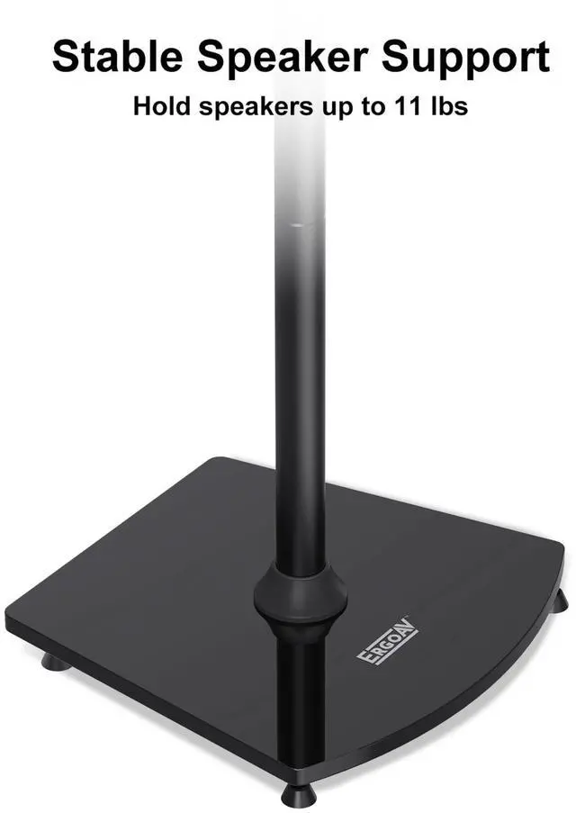 Alt view image 7 of 7 - ErgoAV 1-Pair Adjustable Height Bookshelf Speaker Stands