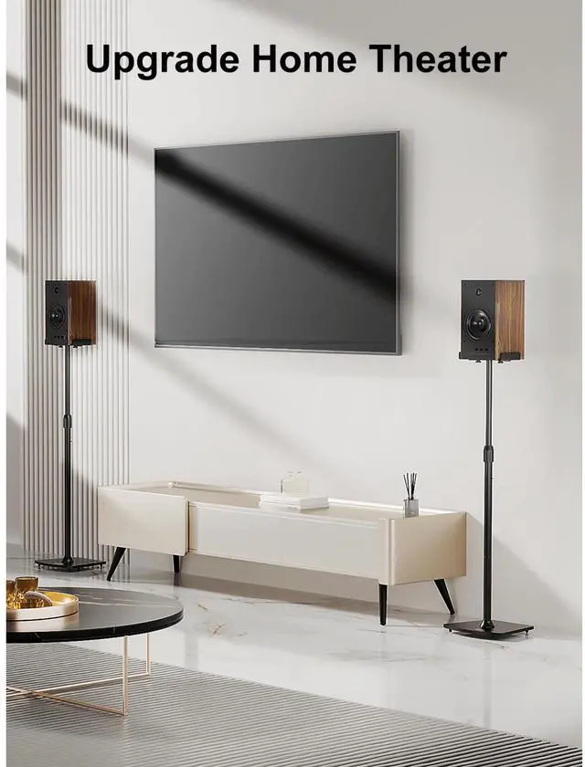 Alt view image 3 of 7 - ErgoAV 1-Pair Adjustable Height Bookshelf Speaker Stands