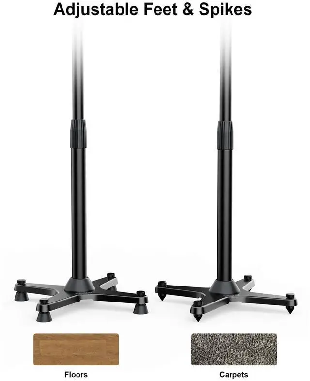 Alt view image 4 of 7 - ErgoAV 1-Pair Adjustable Height Sonos Speaker Stands