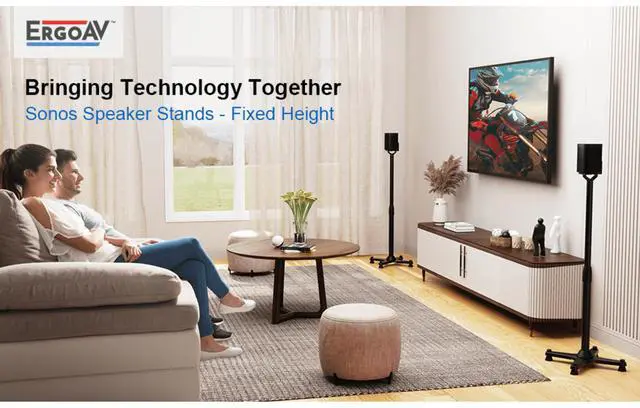 Alt view image 3 of 7 - ErgoAV 1-Pair Adjustable Height Sonos Speaker Stands