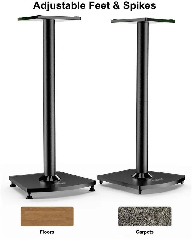 Alt view image 3 of 7 - ErgoAV 1-Pair Fixed Height Bookshelf Speaker Stands 28"