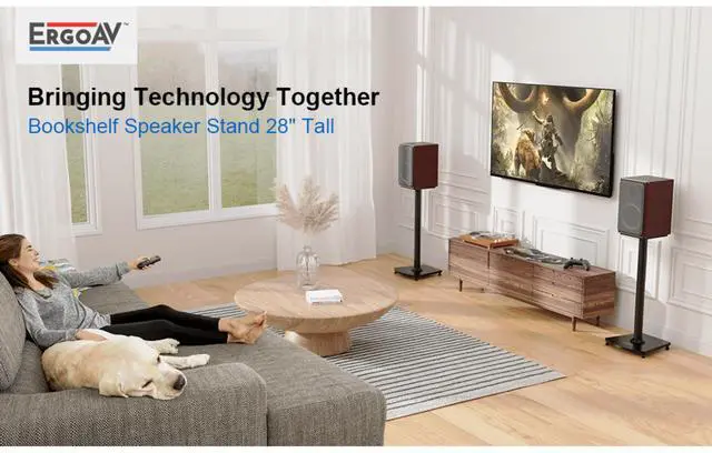 Alt view image 4 of 7 - ErgoAV 1-Pair Fixed Height Bookshelf Speaker Stands 28"