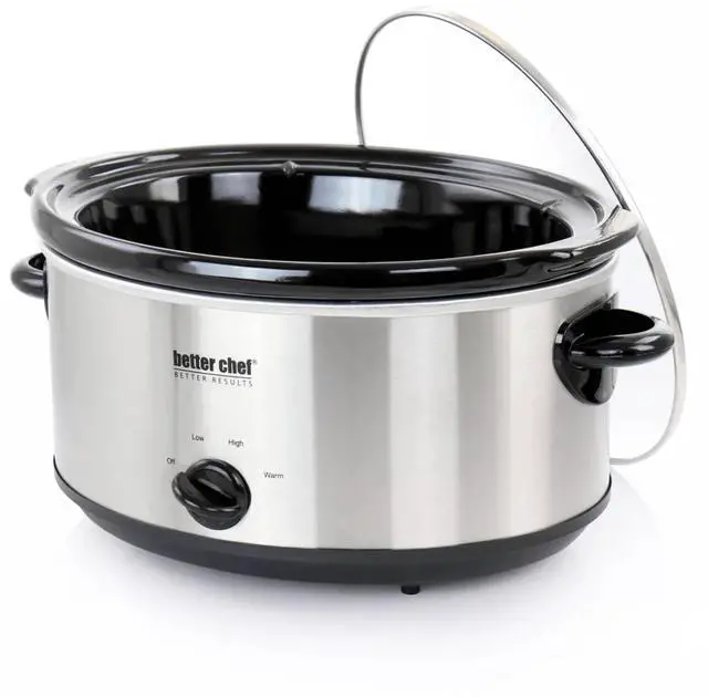 Alt view image 2 of 5 - Better Chef 6-Quart Oval Stainless Steel Slow Cooker with Removable Stoneware Crock
