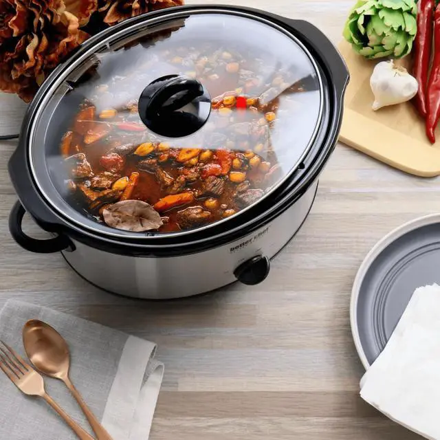 Alt view image 5 of 5 - Better Chef 6-Quart Oval Stainless Steel Slow Cooker with Removable Stoneware Crock