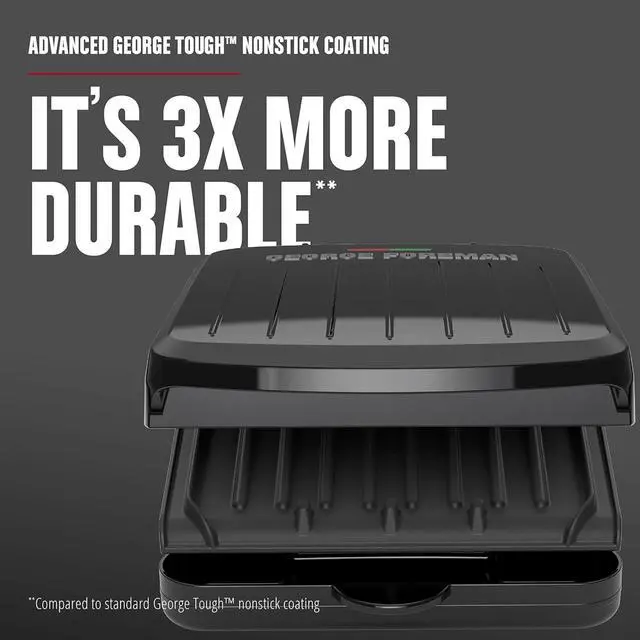Alt view image 6 of 7 - George Foreman 2-Serving Classic Plate Electric Indoor Grill and Panini Press