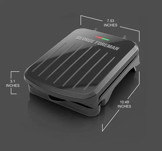 Alt view image 3 of 7 - George Foreman 2-Serving Classic Plate Electric Indoor Grill and Panini Press