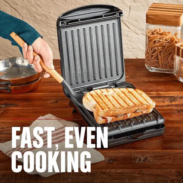 Alt view image 5 of 7 - George Foreman 2-Serving Classic Plate Electric Indoor Grill and Panini Press