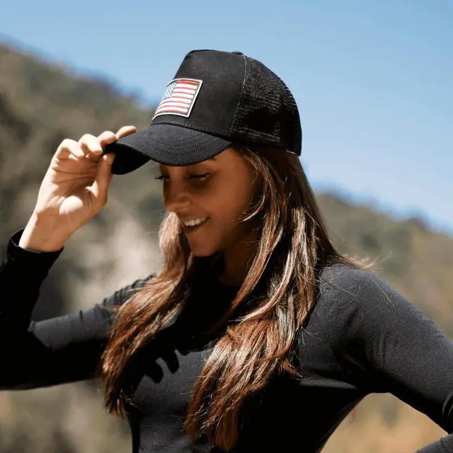 Alt view image 5 of 7 - JupiterGear American Flag Trucker Hat with Adjustable Strap Black/Red