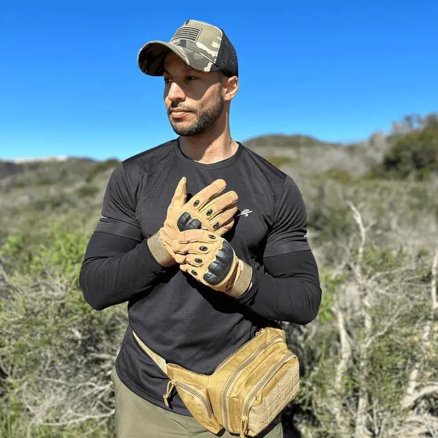 Alt view image 3 of 7 - JupiterGear Airsoft Gloves for Outdoor Sports, Paintball, and Motorcycling with Touchscreen Fingertip Capability Medium Tan