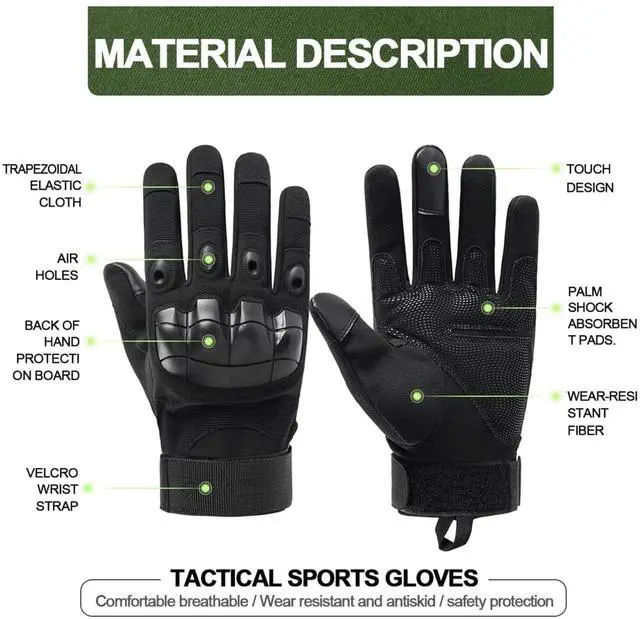 Alt view image 3 of 7 - JupiterGear Airsoft Gloves for Outdoor Sports, Paintball, and Motorcycling with Touchscreen Fingertip Capability X-Large Black