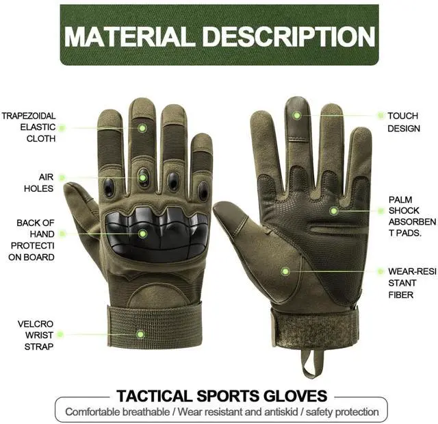 Alt view image 6 of 7 - JupiterGear Airsoft Gloves for Outdoor Sports, Paintball, and Motorcycling with Touchscreen Fingertip Capability X-Large Green