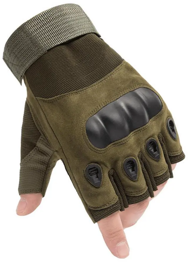 Alt view image 2 of 7 - JupiterGear Fingerless Airsoft Gloves for Outdoor Sports, Paintball, and Motorcycling Medium Green
