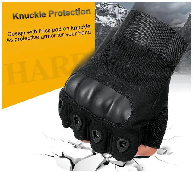 Alt view image 7 of 7 - JupiterGear Fingerless Airsoft Gloves for Outdoor Sports, Paintball, and Motorcycling Large Black
