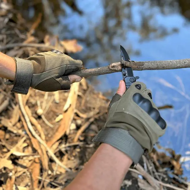 Alt view image 5 of 7 - JupiterGear Fingerless Airsoft Gloves for Outdoor Sports, Paintball, and Motorcycling Large Green