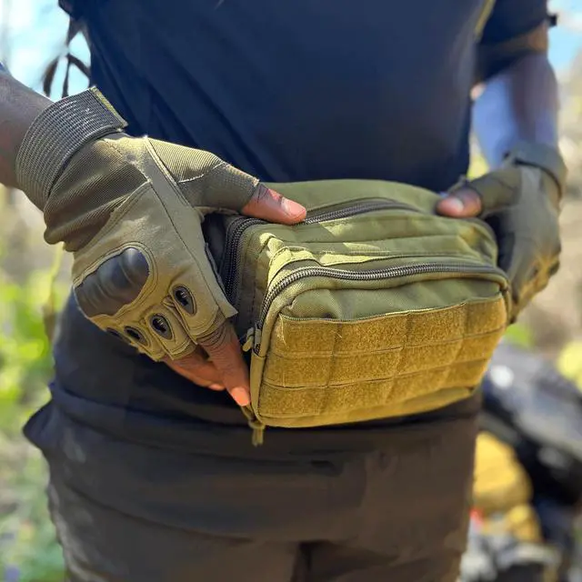Alt view image 6 of 7 - JupiterGear Fingerless Airsoft Gloves for Outdoor Sports, Paintball, and Motorcycling Large Green