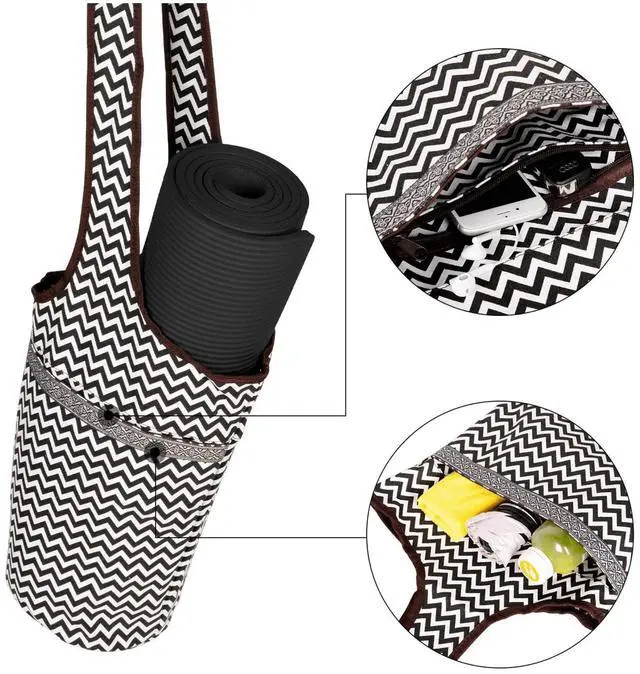 Alt view image 2 of 7 - JupiterGear Yoga Mat Carrying Tote Bag with Large Size Pockets Black/White