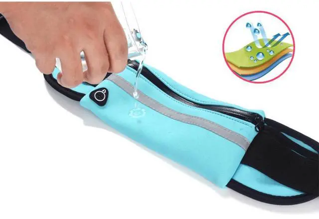 Alt view image 5 of 7 - JupiterGear Sports Running Belt and Travel Fanny Pack for Jogging, Cycling and Outdoors with Water Resistant Pockets Sky Blue