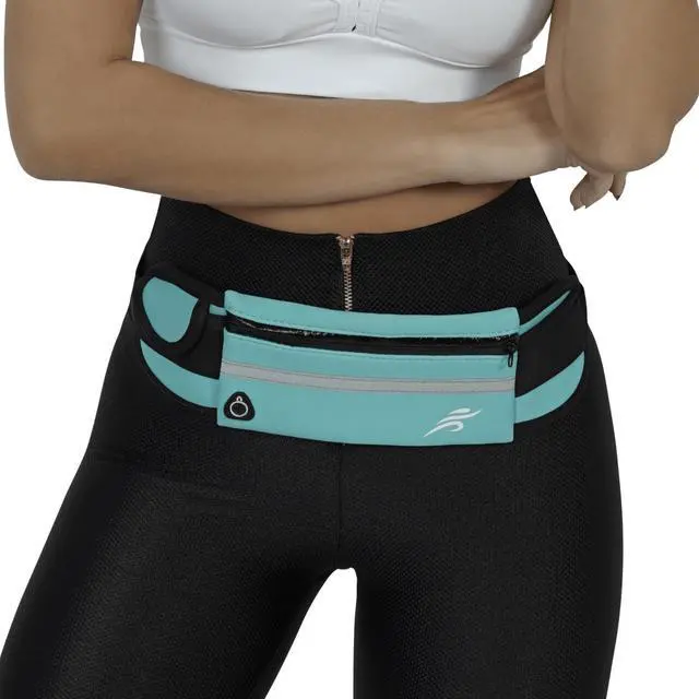 Alt view image 6 of 7 - JupiterGear Sports Running Belt and Travel Fanny Pack for Jogging, Cycling and Outdoors with Water Resistant Pockets Sky Blue