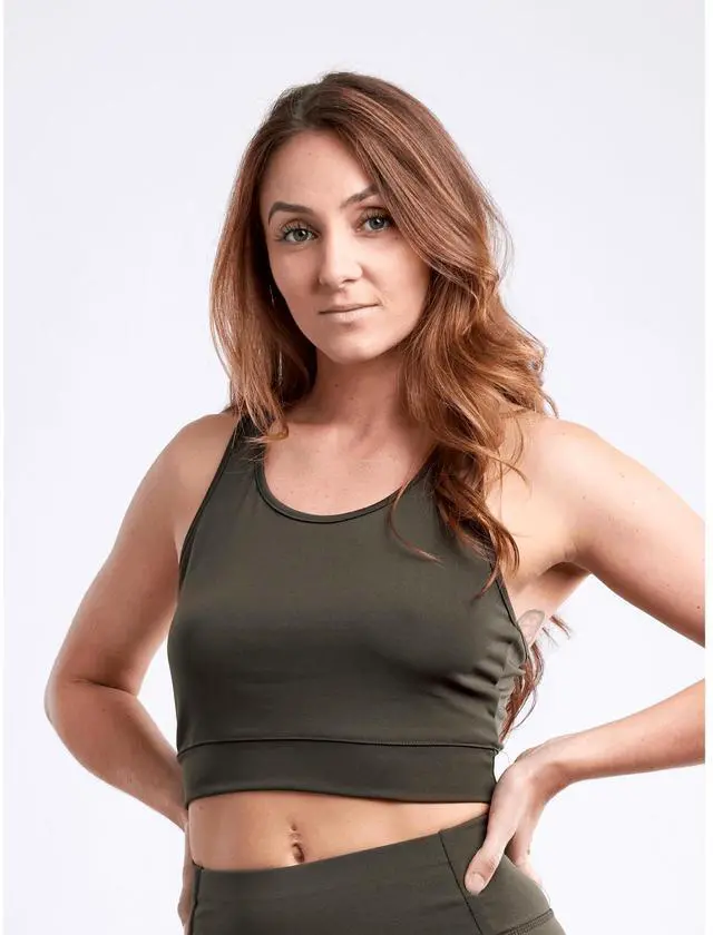 Alt view image 2 of 7 - JupiterGear Racerback Lightweight Training Crop Tank Top L - XL Dark Green