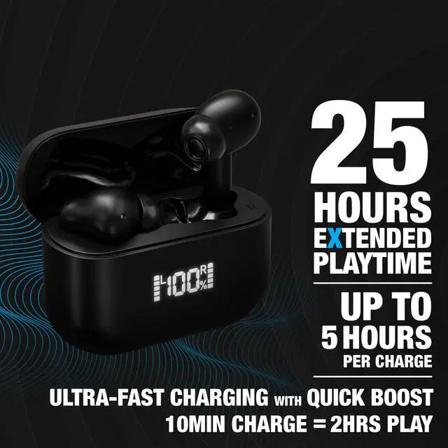Alt view image 5 of 7 - Naztech Xpods ANC Active Noise Cancelling True Wireless Earbuds with Wireless Charging Case