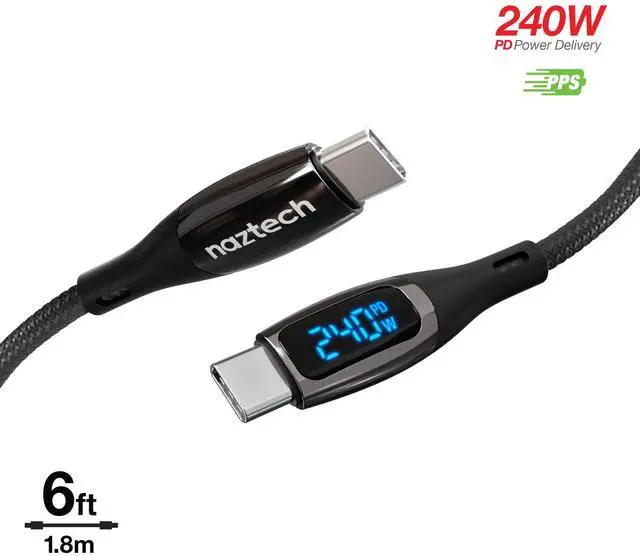 Main image of Naztech DigiWATT USB-C to USB-C Digital LED Cable 6ft