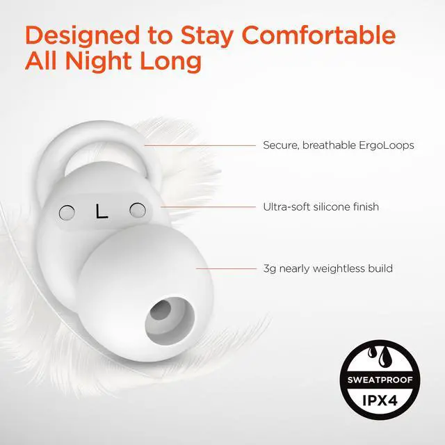 Alt view image 4 of 7 - HyperGear SleepEEZ Mini Noise-Blocking True Wireless Earbuds for Sleeping White