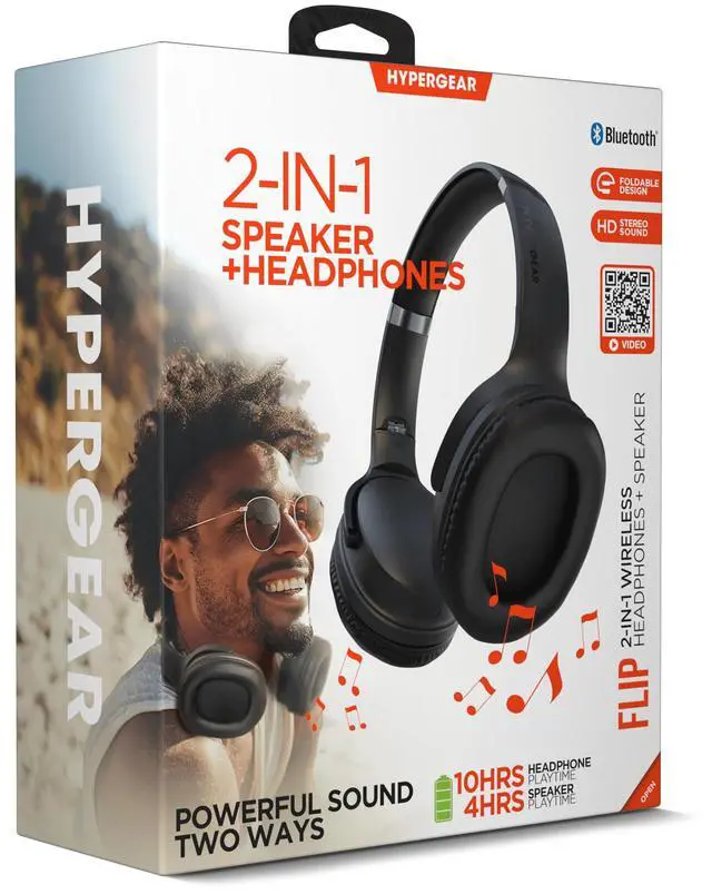 Alt view image 7 of 7 - HyperGear Flip 2-in-1 Headphones Plus Speaker