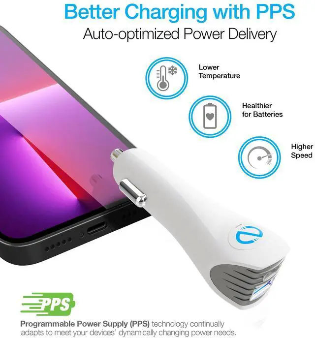 Alt view image 3 of 7 - Naztech N420 PD25W+2.4A Car Charger + C to MFI 4ft Cable