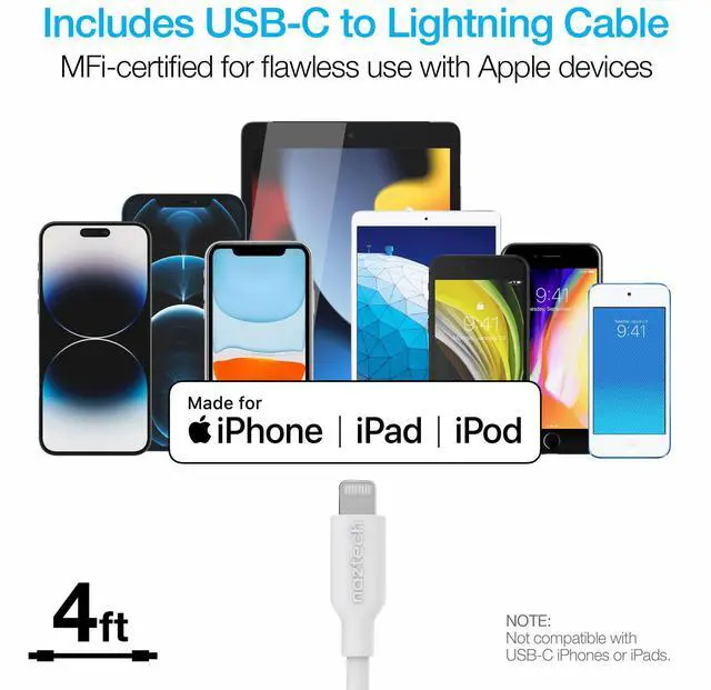 Alt view image 6 of 7 - Naztech N420 PD25W+2.4A Car Charger + C to MFI 4ft Cable